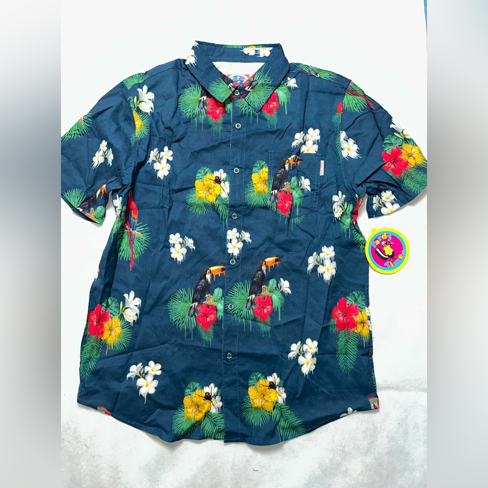 Pardy Time cotton and viscose Hawaiian style short sleeve shirt size medium NWT